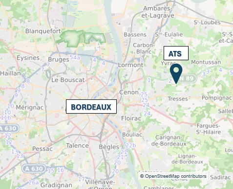 Plan de localisation d’Atlantique Travaux Spéciaux à Pompignac